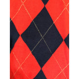 M Tommy Hilfiger Medium Red & Navy Argyle Sweater 100% Cotton Long-Sleeve V-Neck