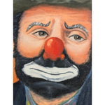 ORIGINAL OIL Painting EMMETT KELLY, Sad Face Clown, Rusty Rust Signed Wanda Billinger 1990