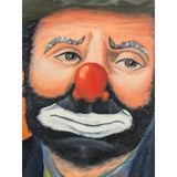 ORIGINAL OIL Painting EMMETT KELLY, Sad Face Clown, Rusty Rust Signed Wanda Billinger 1990