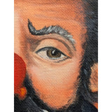 ORIGINAL OIL Painting EMMETT KELLY, Sad Face Clown, Rusty Rust Signed Wanda Billinger 1990