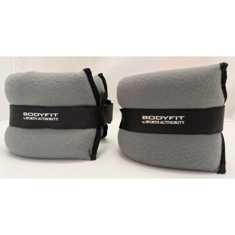 Bodyfit Sports Authority 5 Lb Ankle/Wrist Weights Pair Adjustable Grey Fleece Material Fitness Training