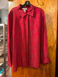 24 Vintage Evan-Picone 100% Silk Women's Silky Blouse in Ruby Red