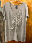 Faded Glory 26/28 V-Neck zip Top Soft Grey with Front Ruched Women's