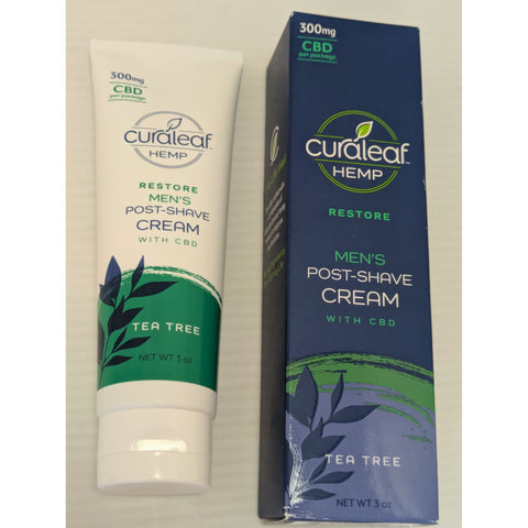 Curaleaf Hemp Mens Post-Shave Cream With CBD & Tea Tree 3 Oz
