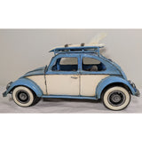 11" Tin Blue White 1960s VW Beetle Bug Surfboard Metal Tabletop Décor Model Volkswagen Metal