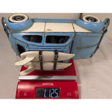 11" Tin Blue White 1960s VW Beetle Bug Surfboard Metal Tabletop Décor Model Volkswagen Metal