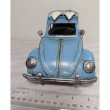 11" Tin Blue White 1960s VW Beetle Bug Surfboard Metal Tabletop Décor Model Volkswagen Metal