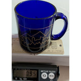 2 Gold City Skyline Libbey USA Cobalt Blue Coffee Mug Denver ? Mountains Glass