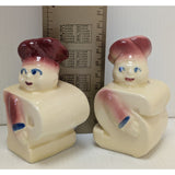 Anthropomorphic Shawnee Baker Man Chef Salt and Pepper Shakers 3.5" Vintage Ceramic Pottery