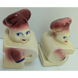 Anthropomorphic Shawnee Baker Man Chef Salt and Pepper Shakers 3.5" Vintage Ceramic Pottery