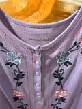 22/24 Woman Within Floral Embroidered Top Purple