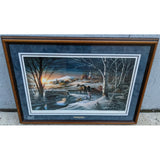 Almost Home Terry Redlin Signed Print Numbered 9264/29500 Limited Church Farm Sleigh Etched Glass