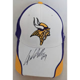 NEW L XL SIGNED Jared Allen Vikings Reebok NFL Football Hat Baseball Cap White Purple Yellow