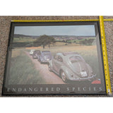 16x20" Endangered Species Framed Split Window VW Beetle Poster Bug Print Vintage Classic Car