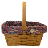 11" 2002 Little Market Old Glory Patriotic Fabric Longaberger Handwoven Small Basket Handle