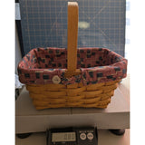 11" 2002 Little Market Old Glory Patriotic Fabric Longaberger Handwoven Small Basket Handle