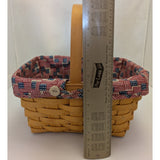 11" 2002 Little Market Old Glory Patriotic Fabric Longaberger Handwoven Small Basket Handle
