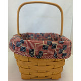 11" 2002 Little Market Old Glory Patriotic Fabric Longaberger Handwoven Small Basket Handle