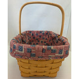 11" 2002 Little Market Old Glory Patriotic Fabric Longaberger Handwoven Small Basket Handle