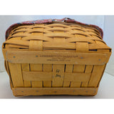 11" 2002 Little Market Old Glory Patriotic Fabric Longaberger Handwoven Small Basket Handle
