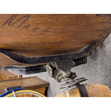 Antique Oak Office Chair Industrial Lift Swivel Hardware Low Base No Wheels Wood Seat