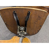 Antique Oak Office Chair Industrial Lift Swivel Hardware Low Base No Wheels Wood Seat