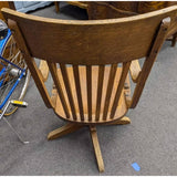 Antique Oak Office Chair Industrial Lift Swivel Hardware Low Base No Wheels Wood Seat