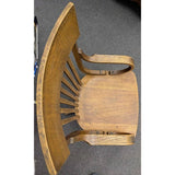 Antique Oak Office Chair Industrial Lift Swivel Hardware Low Base No Wheels Wood Seat