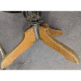 Antique Oak Office Chair Industrial Lift Swivel Hardware Low Base No Wheels Wood Seat