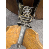 Antique Oak Office Chair Industrial Lift Swivel Hardware Low Base No Wheels Wood Seat