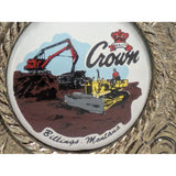 Crown Construction Equipment Billings Montana Belt Buckle Vintage Bulldozer Excavator Dump Truck