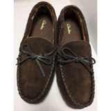 NEW 11 M Clarks Indoor/Outdoor Slippers Brown Suede Slip On Boat Shoes Mens Trapper Moccasin Lined JMH0675