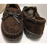 NEW 11 M Clarks Indoor/Outdoor Slippers Brown Suede Slip On Boat Shoes Mens Trapper Moccasin Lined JMH0675