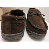 NEW 11 M Clarks Indoor/Outdoor Slippers Brown Suede Slip On Boat Shoes Mens Trapper Moccasin Lined JMH0675