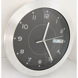 Working 11" Round Black Dial Model 87784 Day & Date Wall Clock Aluminum Frame Quartz HD-1688