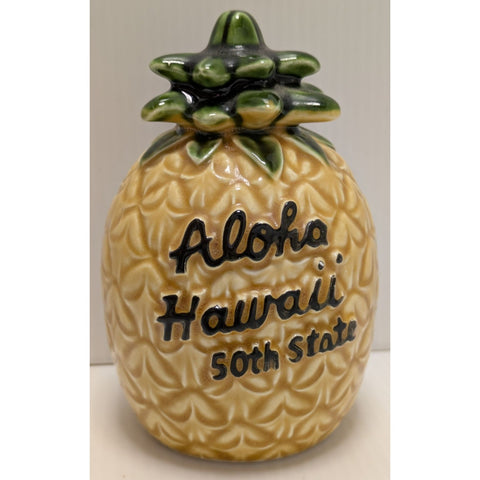 Pineapple Coin Bank Aloha Hawaii 50th State Ceramic Souvenir Vintage Savings