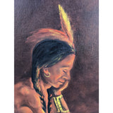 1960 Carl Zeller Signed Native American Sitting By Fire Painting Framed Canvas Art