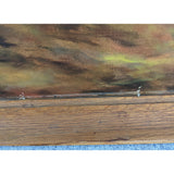 1960 Carl Zeller Signed Native American Sitting By Fire Painting Framed Canvas Art