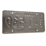 Vintage Idaho 1974 License Plate 1B 41 539 Bannock County Famous Potatoes Metal Green White