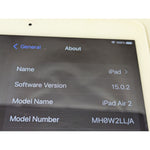 9.7" Apple iPad Air 2 Wi-Fi 16GB Gold MH0W2LL/A 16GB A1566 Working AS-IS