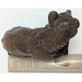 7.5" Handcrafted Red Mill Mfg Co Brown Bear Rock Carved Pecan Shell Resin Sculpture Grizzly