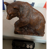 7.5" Handcrafted Red Mill Mfg Co Brown Bear Rock Carved Pecan Shell Resin Sculpture Grizzly