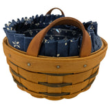 6" x3 Small 1995 Longaberger Basket Blue Fabric Liner Plastic Insert Wood Handmade USA