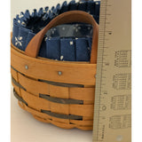 6" x3 Small 1995 Longaberger Basket Blue Fabric Liner Plastic Insert Wood Handmade USA
