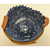 6" x3 Small 1995 Longaberger Basket Blue Fabric Liner Plastic Insert Wood Handmade USA
