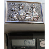 1979 Rachelle Critters Belt Buckle Rectangle Metal Humor Vetquamycin First Casting December Aliens