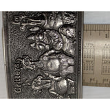 1979 Rachelle Critters Belt Buckle Rectangle Metal Humor Vetquamycin First Casting December Aliens