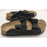 38 L7 M5 Birkenstock Arizona Black Suede Double Strap Sandals Cork Sole EU 38 US 5 Men’s 7 Women’s