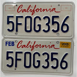 5FOG356 California License Plate Pair Set FGO 356 Porsche