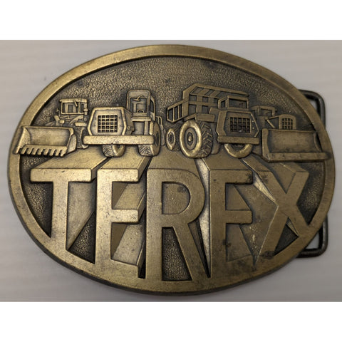 Terex Construction Machinery Belt Buckle Brass Finish Heavy Equipment Vintage Truck Dump Bulldozer